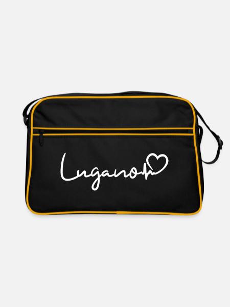 Lugano Heartbeat Switzerland - Retro Bag - black/gold - Front