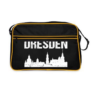 Dresden Skyline Stadt Dresden - Retro Tasche - Schwarz/Gold - Vorne