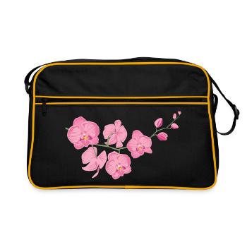 Flower orchid as a delicate floral design - Retro Bag - black/gold - Front