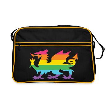 Mois de la fierté LGBTQ - LGBTQ Welsh Dragon - Sac Retro - noir/or - Devant