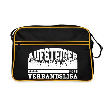 Aufsteiger 2025 Verbandsliga Aufstieg Fußball - Retro Tasche - Schwarz/Gold - Vorne