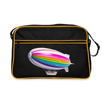 Rainbow Zeppelin Print - Retro Bag - black/gold - Front
