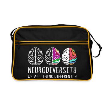 Neurodiversity Autism Brain ADHD Asperger - Retro Bag - black/gold - Front