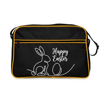 Happy Easter, Cute Bunny Easter Shirt - Retro Tasche - Schwarz/Gold - Vorne