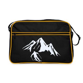Gipfelabenteuer Skifahrer Silhouette - Retro Tasche - Schwarz/Gold - Vorne