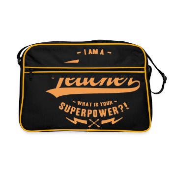 Superpower Teacher - Retro Tasche - Schwarz/Gold - Vorne