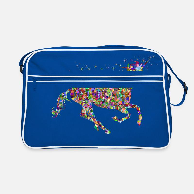 buntes mythisches springendes glitzer Einhorn Retro Tasche