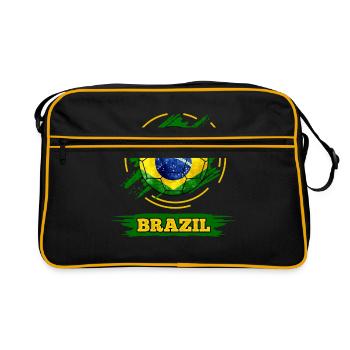 Fußball Landesflagge Brasilien - Retro Tasche - Schwarz/Gold - Vorne