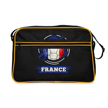 Fußball Landesflagge Frankreich - Retro Tasche - Schwarz/Gold - Vorne