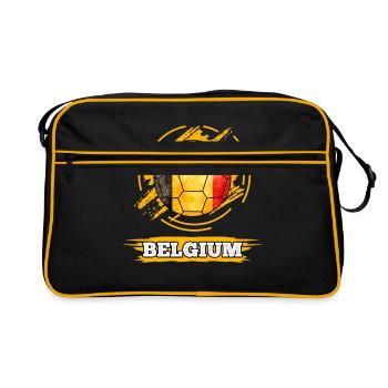 Drapeau du pays de football de la Belgique - Sac Retro - noir/or - Devant