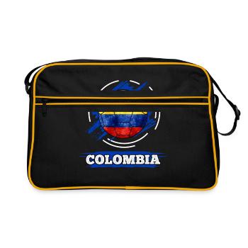 Fußball Landesflagge Kolumbien - Retro Tasche - Schwarz/Gold - Vorne
