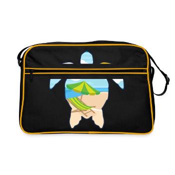 Tortue d'été / tortue / été / soleil - Sac Retro - noir/or - Devant