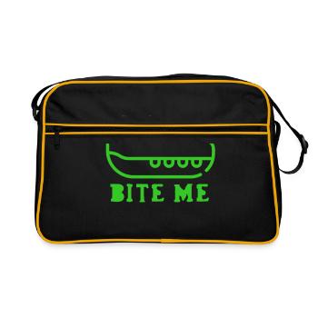 Bite me / be careful, I bite. - Retro Bag - black/gold - Front