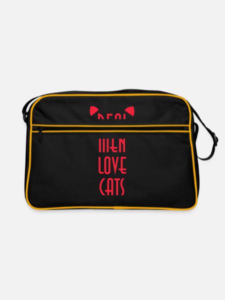 Real Men Love Cats / Katzen - Retro Bag - black/gold - Front
