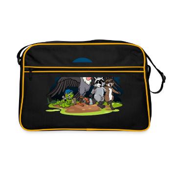 Stolzer Katzen Papa - Retro Tasche - Schwarz/Gold - Vorne