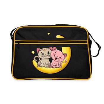 Amour de chat sur la lune - Sac Retro - noir/or - Devant