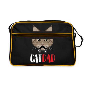 Stolzer Katzen Papa - Retro Tasche - Schwarz/Gold - Vorne