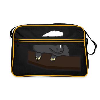 Stinktier Skunk Marder Iltis Wiesel Geschenkidee - Retro Tasche - Schwarz/Gold - Vorne