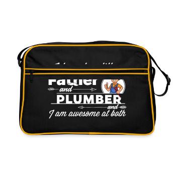 Klempner und Vater - Retro Tasche - Schwarz/Gold - Vorne