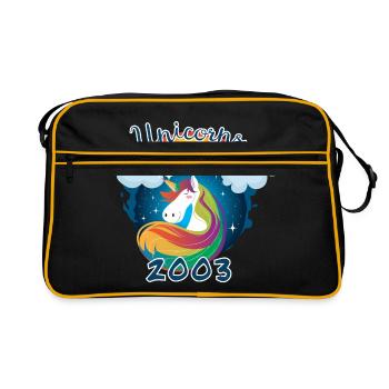 Einhörner wurden 2003 geboren - Retro Tasche - Schwarz/Gold - Vorne