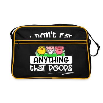 Végétarien végétalien - Je ne mange rien qui fait caca - Sac Retro - noir/or - Devant