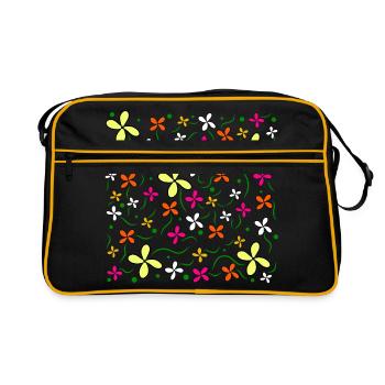 Flower meadow floral pattern flower tendril flower flower - Retro Bag - black/gold - Front