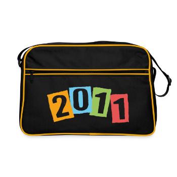 Born in 2011 – Birthday with big colorful numbers - Retro Bag - black/gold - Front