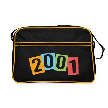 Né en 2001 – Anniversaire avec de grands numéros colorés - Sac Retro - noir/or - Devant