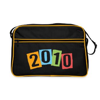 Né en 2010 – Anniversaire avec de grands chiffres colorés - Sac Retro - noir/or - Devant