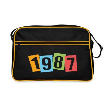 Born in 1987 – Birthday with big colorful numbers - Retro Bag - black/gold - Front