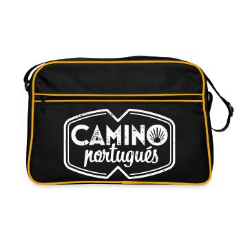 Camino Portugués Pilger-Stempel | Jakobsweg - Retro Tasche - Schwarz/Gold - Vorne