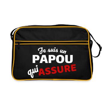 Humorous quote for Papuan who assures - Retro Bag - black/gold - Front