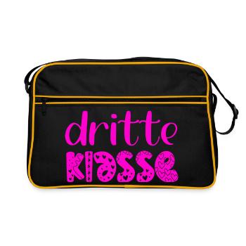 Grundschule 3. Klasse - Dritte Schulklasse - Retro Tasche - Schwarz/Gold - Vorne