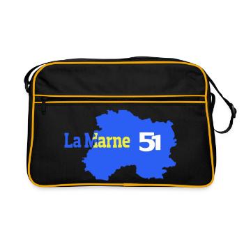 La Marne 51 Carte Départementale - Sac Retro - noir/or - Devant