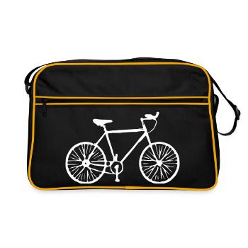 Fahhrad weiß Geschenk Radfahrer - Retro Tasche - Schwarz/Gold - Vorne
