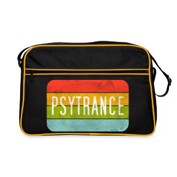 Psytrance Rayures Arc-en-ciel - Sac Retro - noir/or - Devant