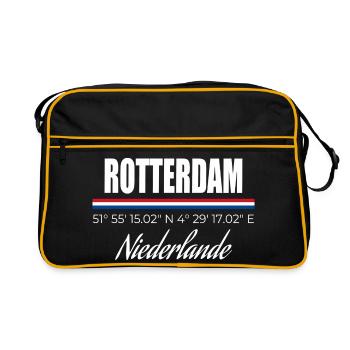 Rotterdam - Retro Tasche - Schwarz/Gold - Vorne