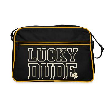 Lucky Dude St. Patricks Day Kleeblatt - Retro Tasche - Schwarz/Gold - Vorne