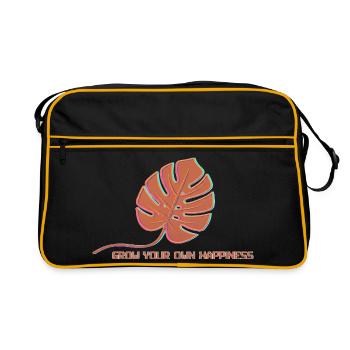 Monstera Glow Feuille de Bonheur - Sac Retro - noir/or - Devant