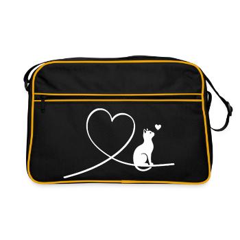 Chat mignon avec la silhouette en forme de cœur - Sac Retro - noir/or - Devant