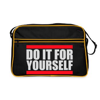 Citation inspirante sur l’amour de soi « Faites-le pour vous-même » - Sac Retro - noir/or - Devant