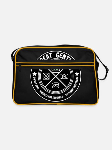 Schonend behandeln Unikat 70 | Farben änderbar - Retro Tasche - Schwarz/Gold - Vorne