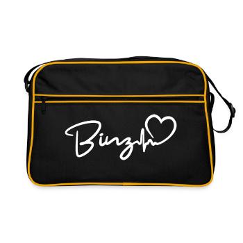 Binz Herzschlag Ostsee Seebad Binz - Retro Tasche - Schwarz/Gold - Vorne