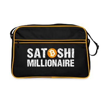 Satoshi Millionaire Kryptowährung Bitcoin - Retro Tasche - Schwarz/Gold - Vorne