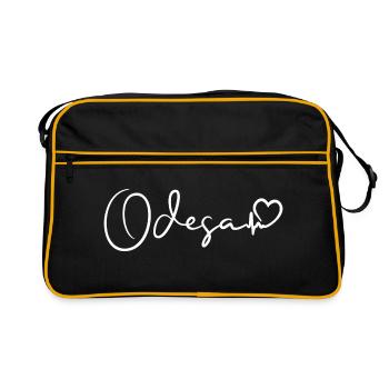 Odesa Herzschlag Ukraine - Retro Tasche - Schwarz/Gold - Vorne