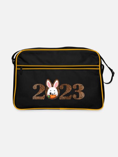 2023 - Year of the Rabbit | Chinese New Year 2023 - Retro Bag - black/gold - Front