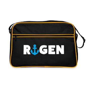 Ostseeinsel Rügen Anker - Retro Tasche - Schwarz/Gold - Vorne