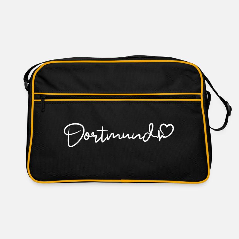 Dortmund Herzschlag - Retro Tasche - Schwarz/Gold