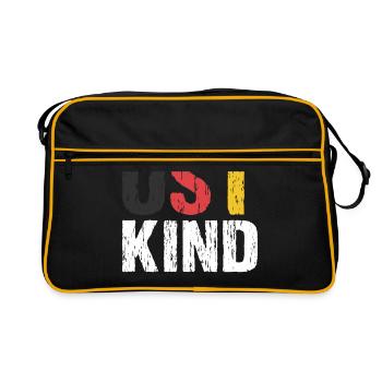 Ost Kind DDR Osten Ossi - Retro Tasche - Schwarz/Gold - Vorne