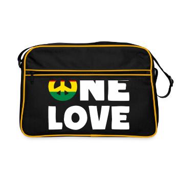 ONE LOVE Peace Jamaica Reggae Rastafari - Sac Retro - noir/or - Devant
